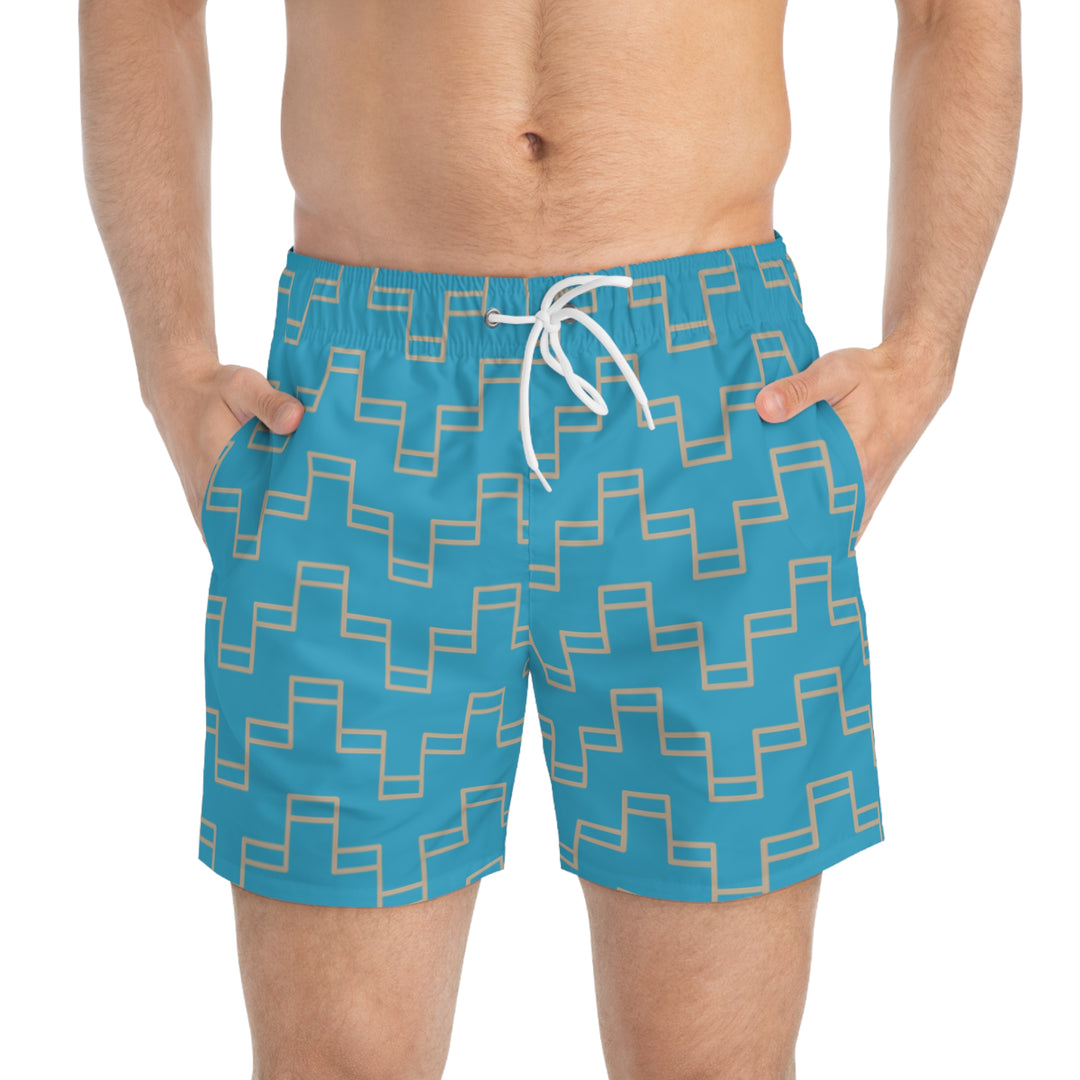 Med Blue Swim Trunks | Solenriz