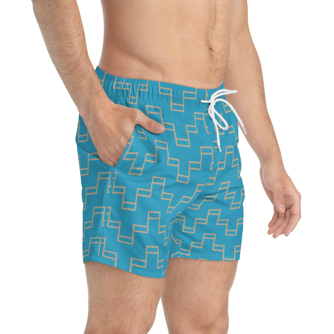 Med Blue Swim Trunks | Solenriz