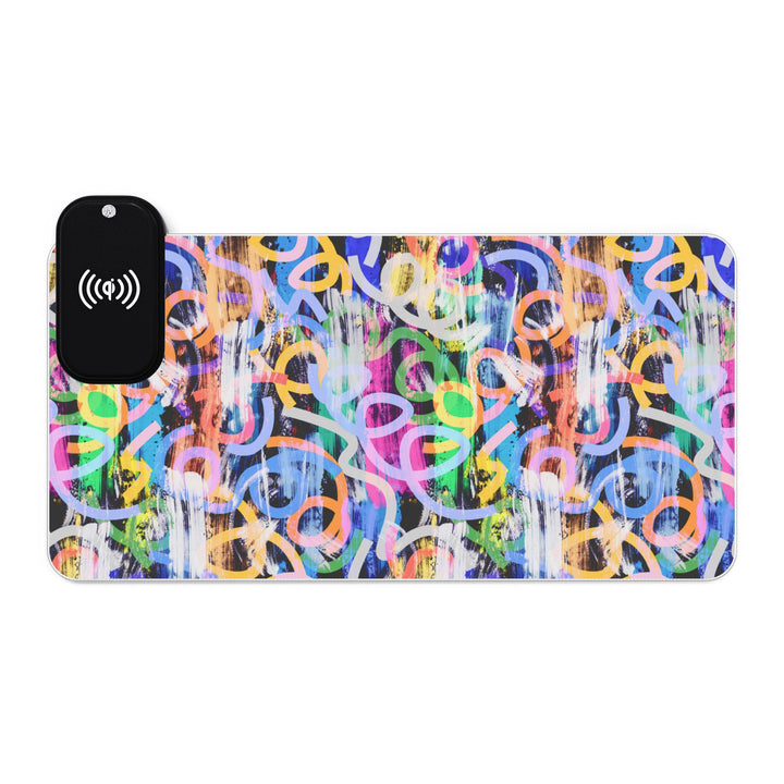 LED Graffiti Gaming Mouse Pad, Wireless Charging