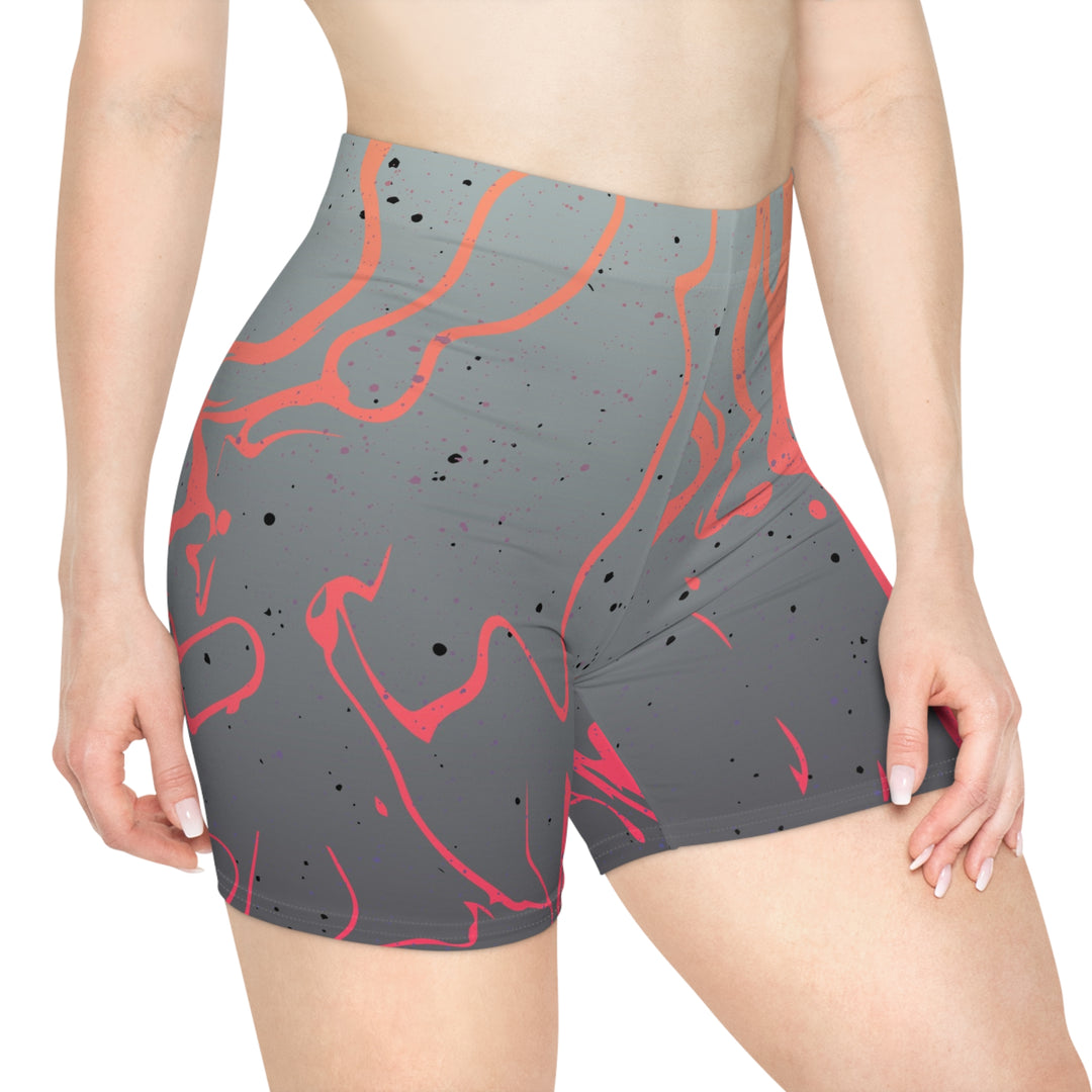 Grey Orange Mirage Biker Shorts | Solenriz - Rizzlly