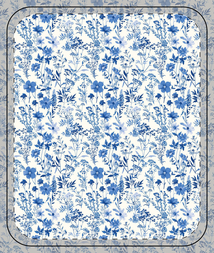 Japan-Inspired Blue Floral Sherpa Blanket | Solenriz - Rizzlly