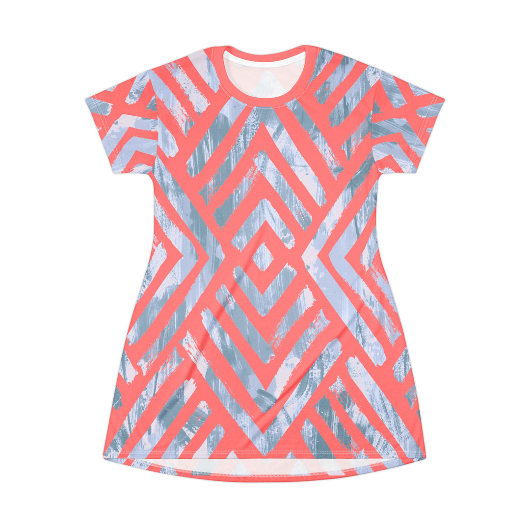 Geometric Print T-Shirt Dress - Casual Chic with Modern Vibes - Rizzlly