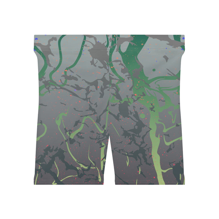 Dark Grey Green Mirage Biker Shorts | Solenriz - Rizzlly