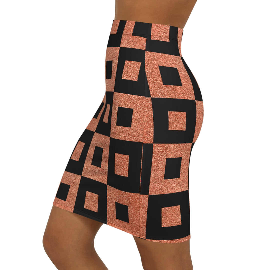 Checkerboard Mid-Waist Pencil Skirt | Solenriz - Rizzlly