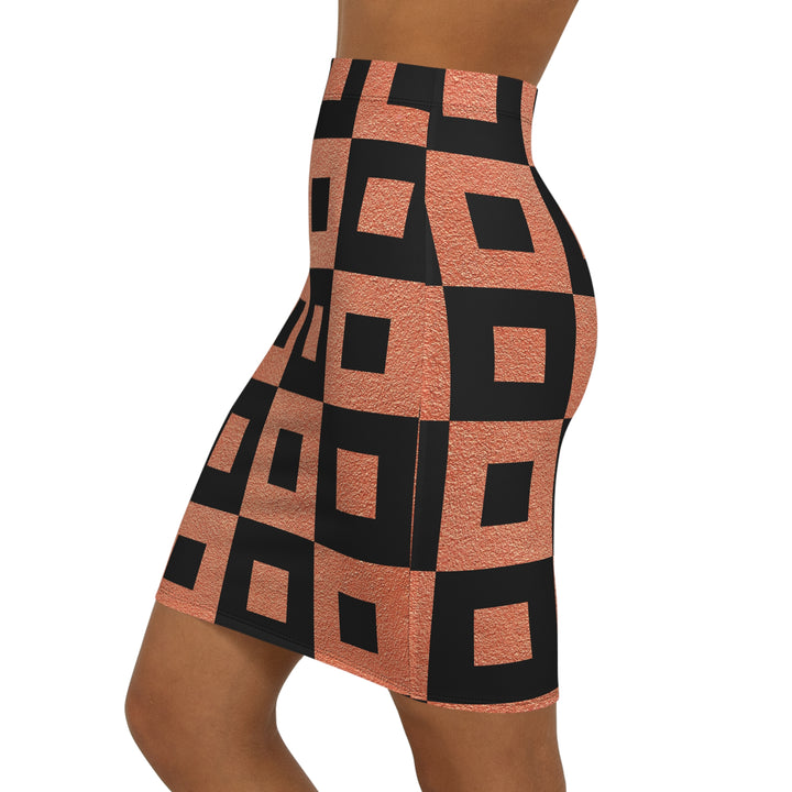 Checkerboard Mid-Waist Pencil Skirt | Solenriz - Rizzlly