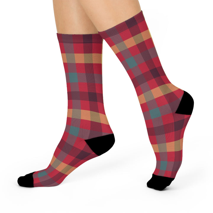 Red Checked Crew Socks | Solenriz - Rizzlly