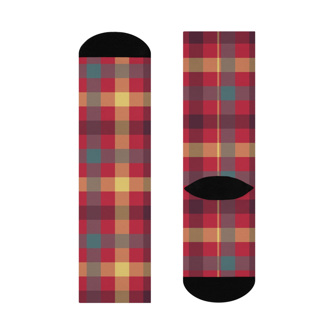 Red Checked Crew Socks | Solenriz - Rizzlly