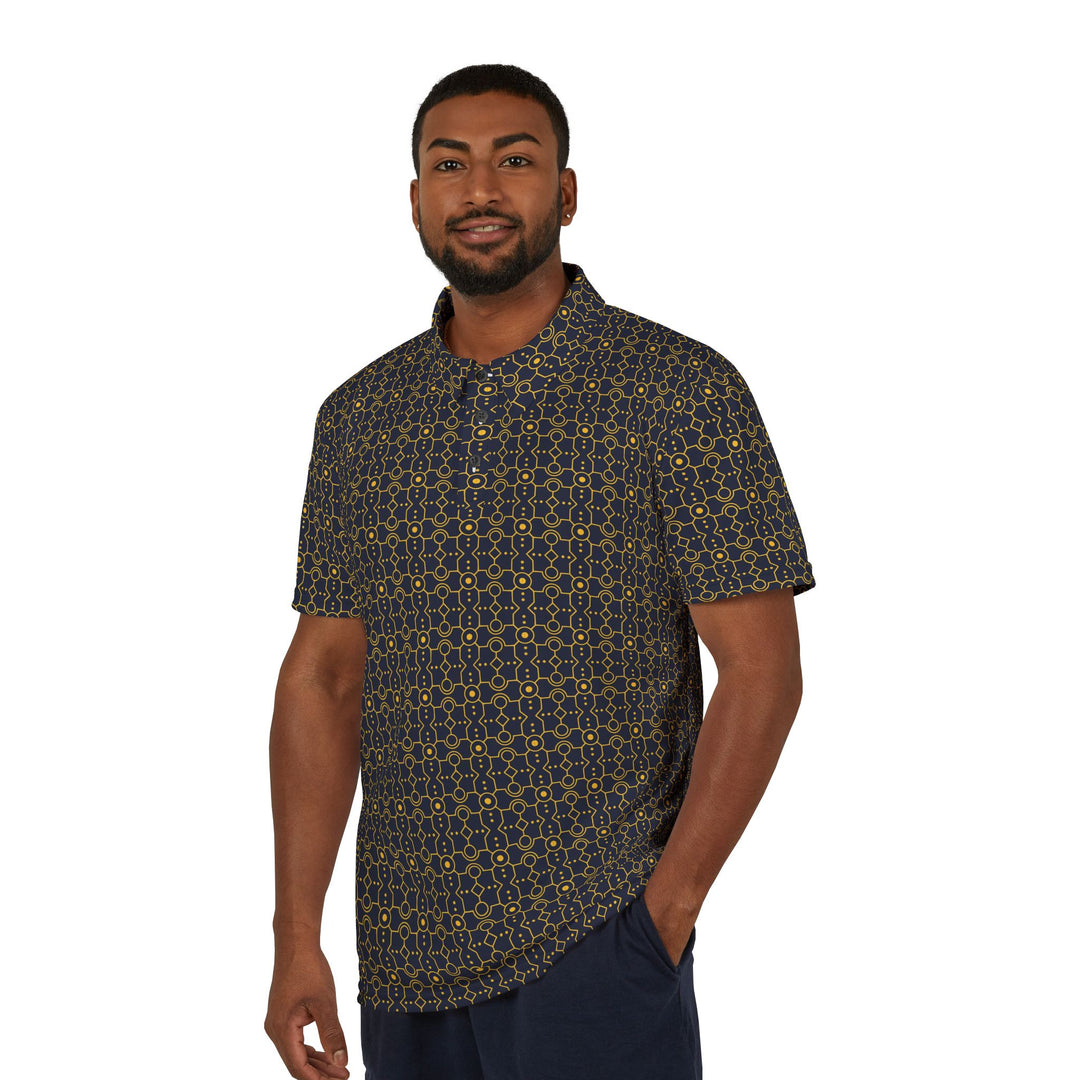 Navy Geo Luxe Polo Shirt | Solenriz