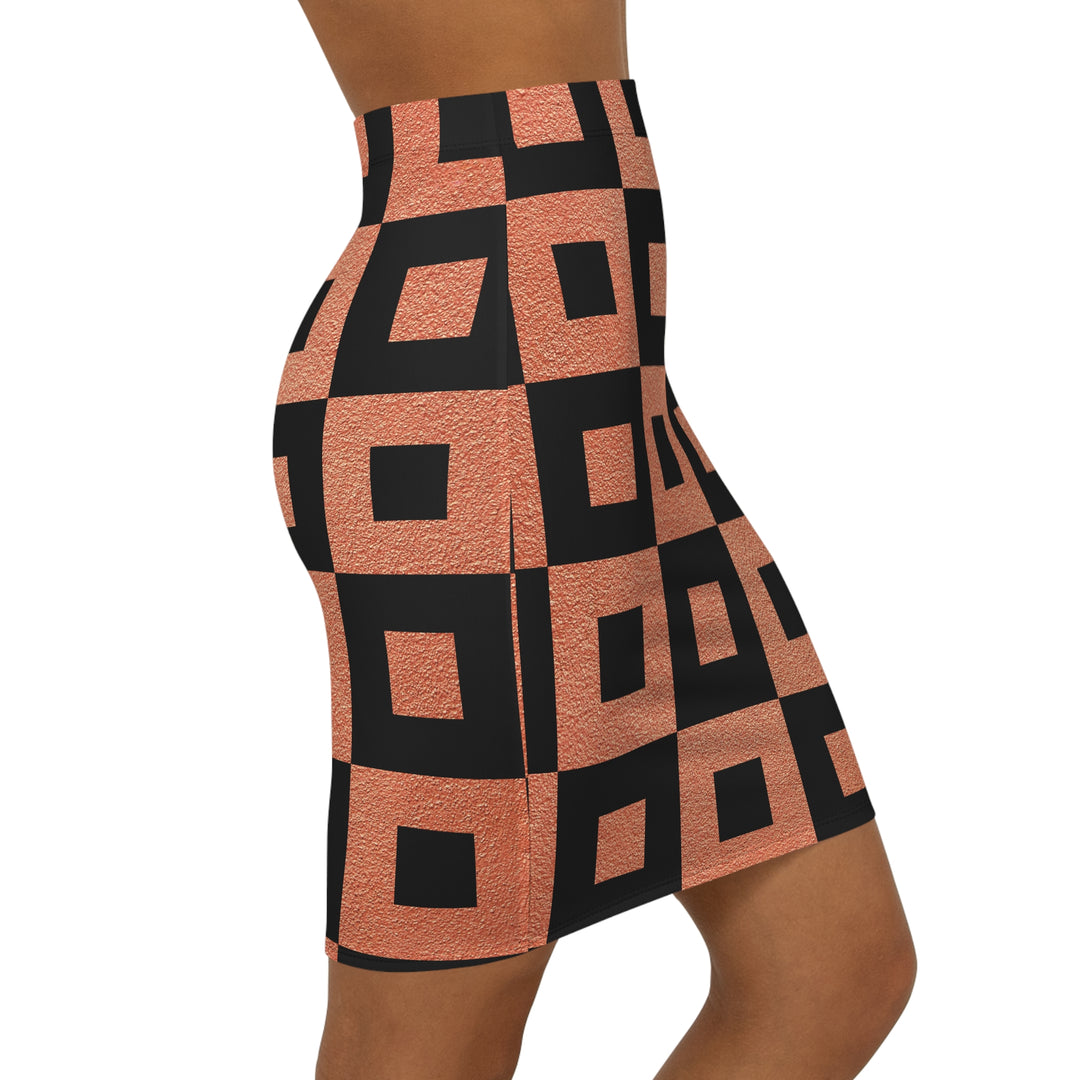 Checkerboard Mid-Waist Pencil Skirt | Solenriz - Rizzlly