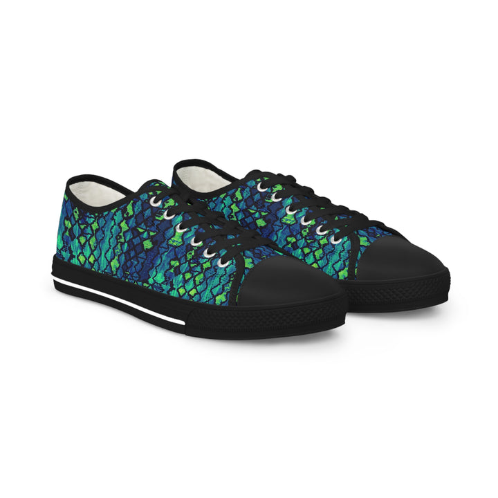 Blue & Green Print Low-Top Sneakers | Solenriz - Rizzlly