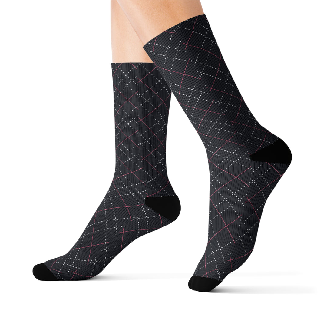 Charcoal Grey Tartan Socks | Solenriz - Rizzlly