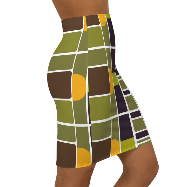 Olive Green Mid-Waist Pencil Skirt | Solenriz - Rizzlly