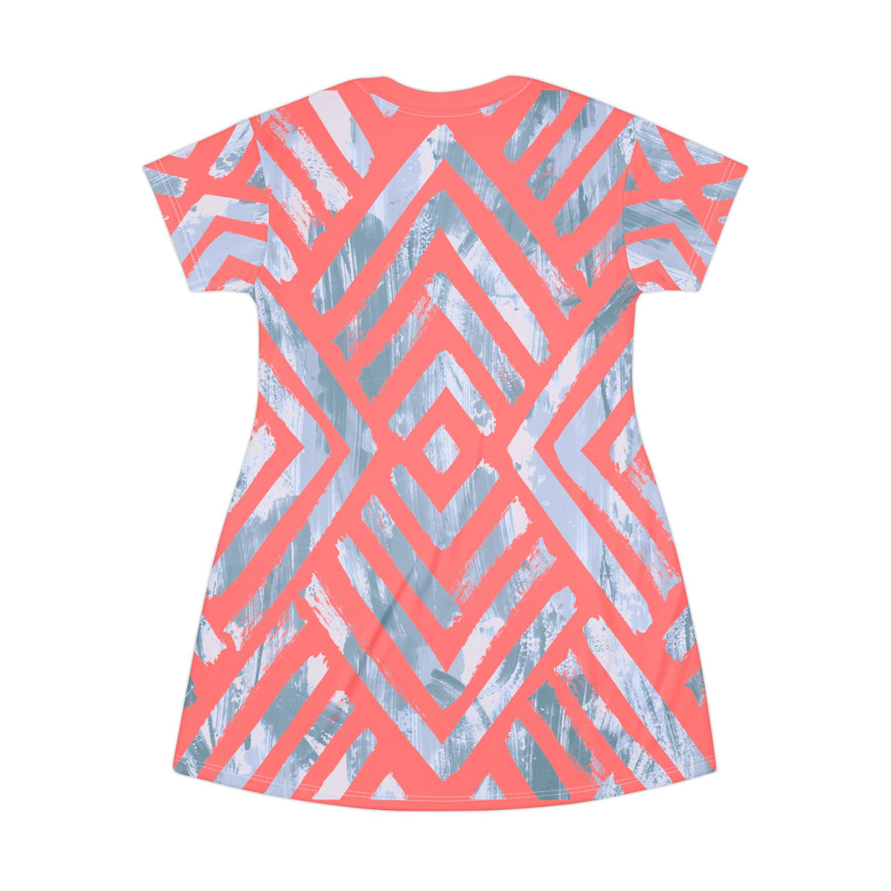 Geometric Print T-Shirt Dress - Casual Chic with Modern Vibes - Rizzlly