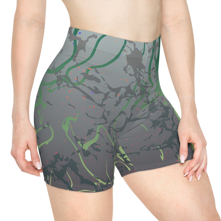 Dark Grey Green Mirage Biker Shorts | Solenriz - Rizzlly