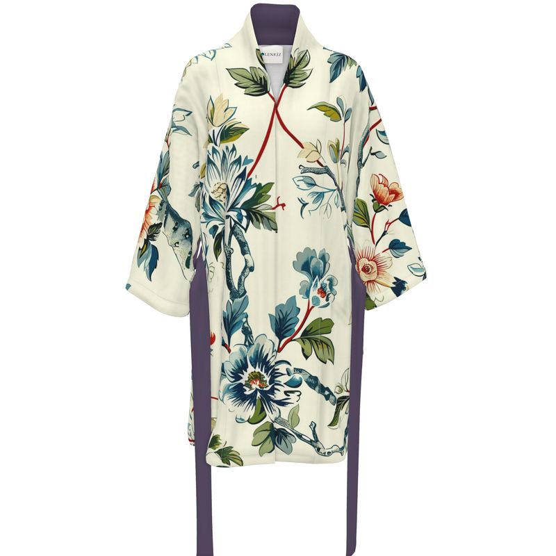 Floral Kimono-Inspired Wrap Coat – Timeless Elegance - Rizzlly