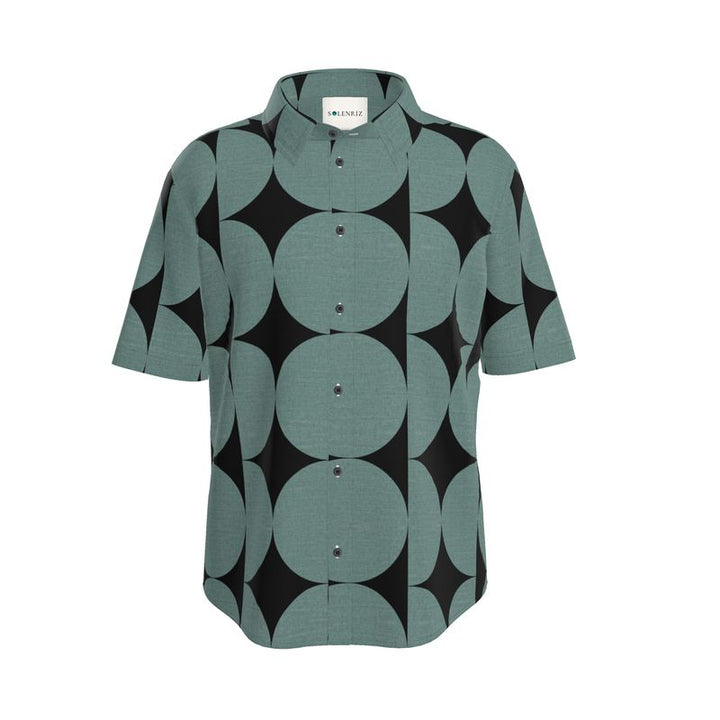 Men’s Sage Green & Black Geometric Short-Sleeve Shirt | Solenriz - Rizzlly