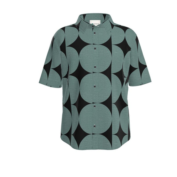 Men’s Sage Green & Black Geometric Short-Sleeve Shirt | Solenriz - Rizzlly