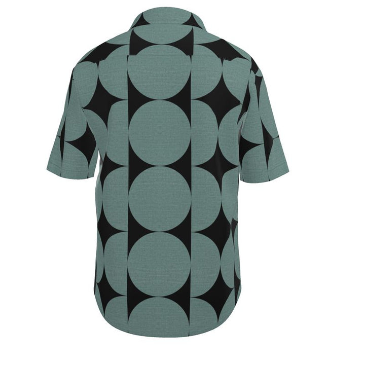Men’s Sage Green & Black Geometric Short-Sleeve Shirt | Solenriz - Rizzlly