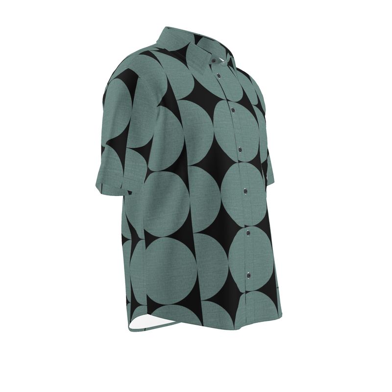 Men’s Sage Green & Black Geometric Short-Sleeve Shirt | Solenriz - Rizzlly