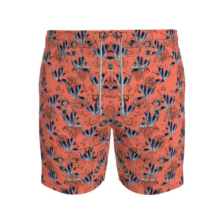 Coral and Blue Men's Swimming Shorts | Solenriz