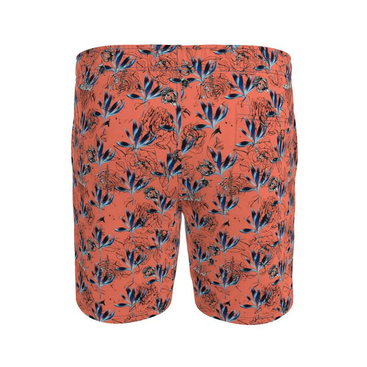 Coral and Blue Men's Swimming Shorts | Solenriz