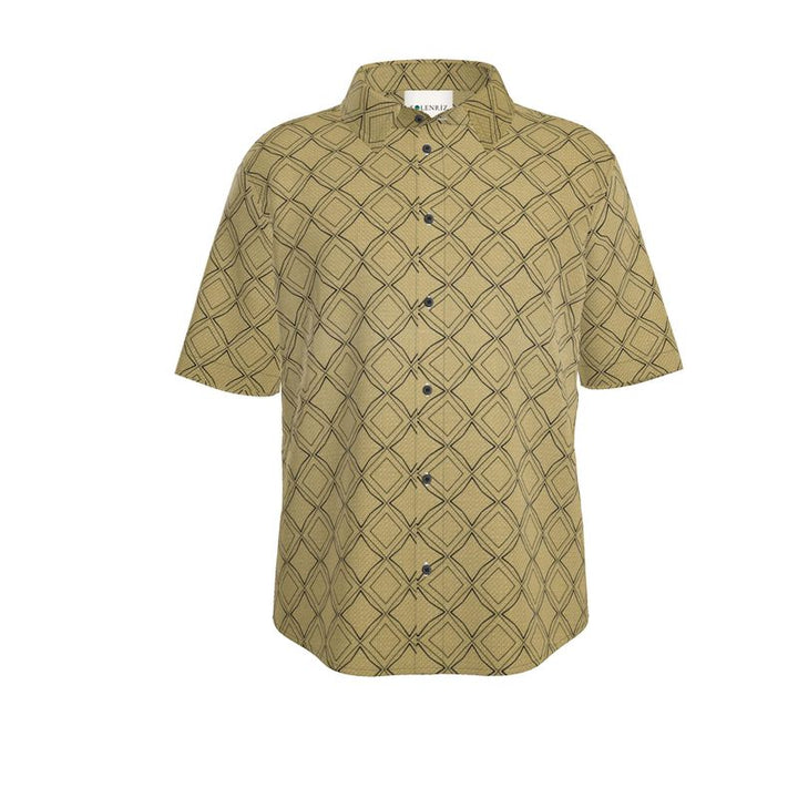 Men’s Mustard Geometric Short-Sleeve Shirt | Solenriz - Rizzlly