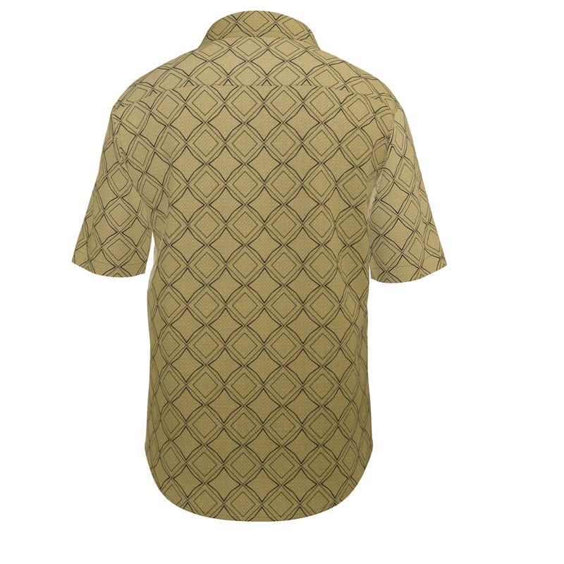 Men’s Mustard Geometric Short-Sleeve Shirt | Solenriz - Rizzlly