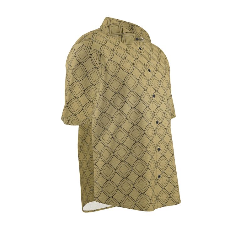 Men’s Mustard Geometric Short-Sleeve Shirt | Solenriz - Rizzlly