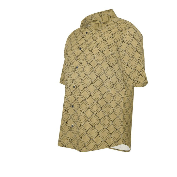 Men’s Mustard Geometric Short-Sleeve Shirt | Solenriz - Rizzlly