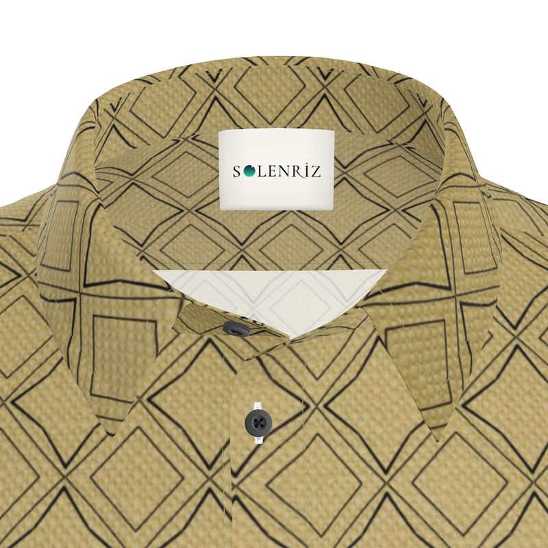 Men’s Mustard Geometric Short-Sleeve Shirt | Solenriz - Rizzlly