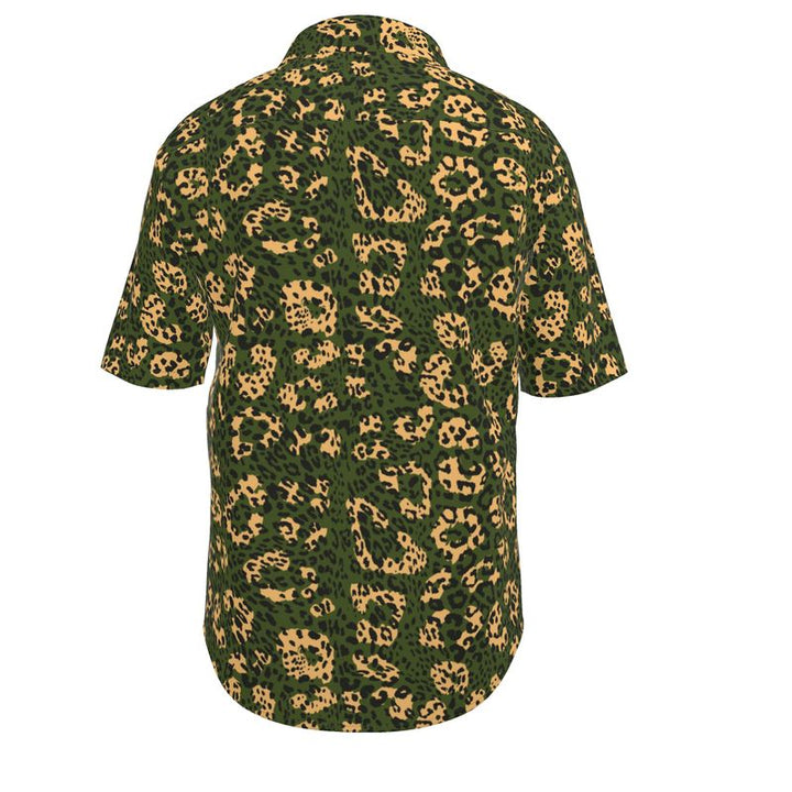 Men’s Olive Green & Gold Leopard Short-Sleeve Shirt | Solenriz - Rizzlly