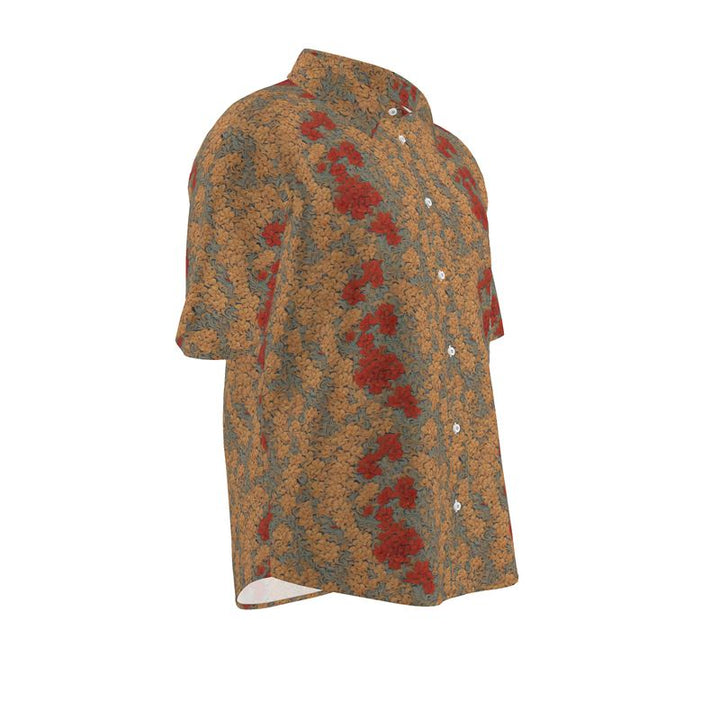 Men’s Ochre & Terracotta Botanical Short-Sleeve Shirt | Solenriz - Rizzlly