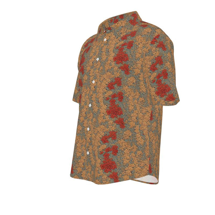 Men’s Ochre & Terracotta Botanical Short-Sleeve Shirt | Solenriz - Rizzlly