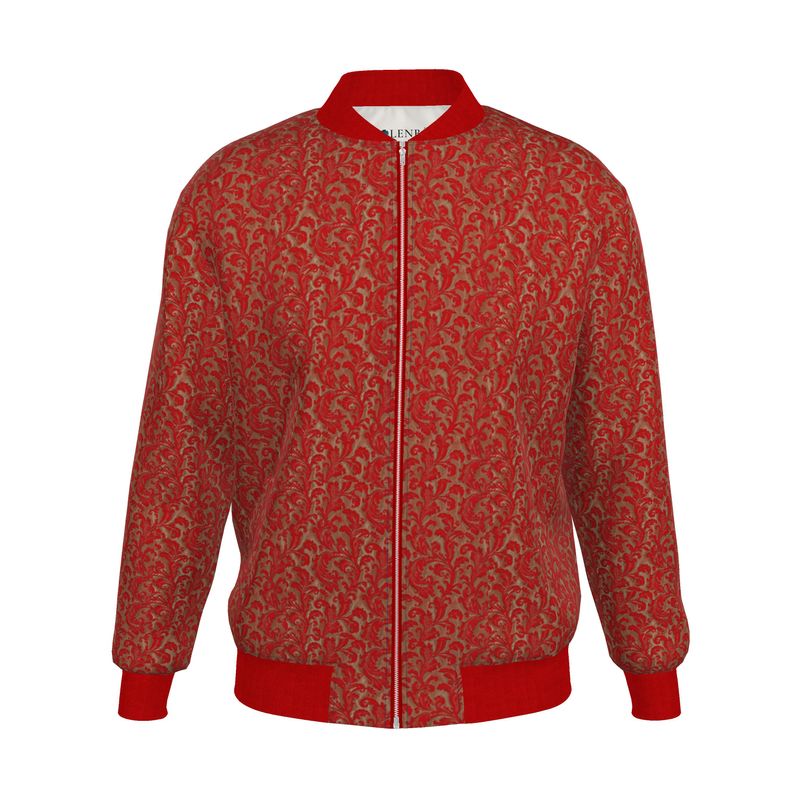 Red Imperial Baroque Men's Bomber Jacket | Solenriz - Rizzlly