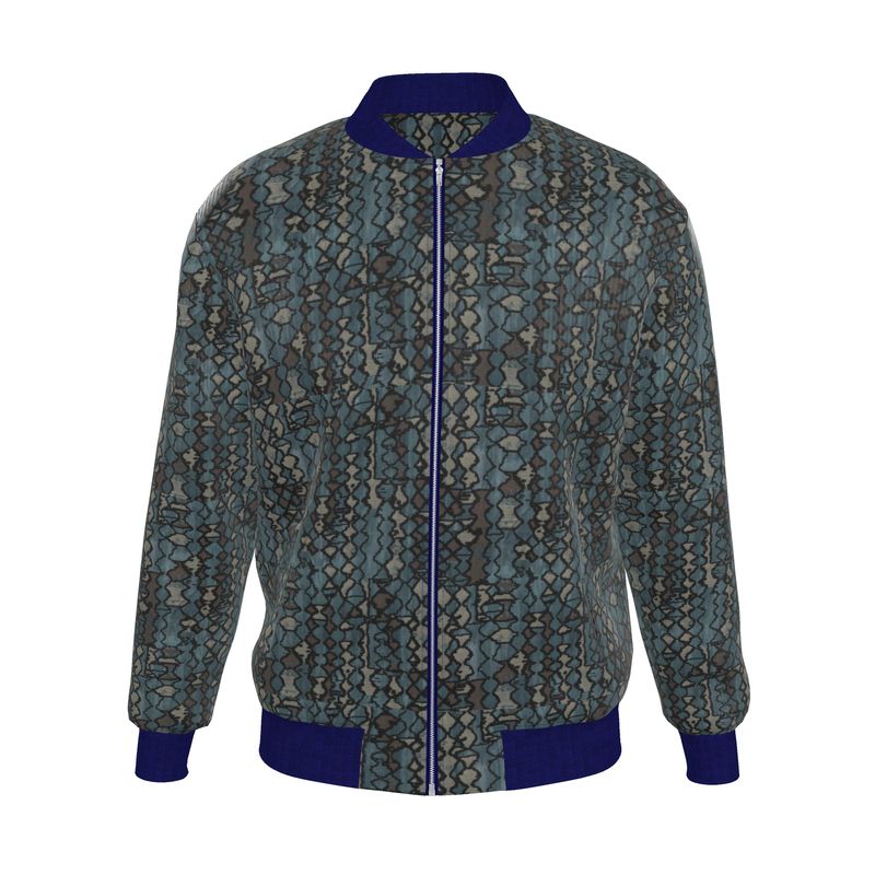 Green Mosaic Men's Reversible Silk Bomber Jacket | Solenriz - Rizzlly