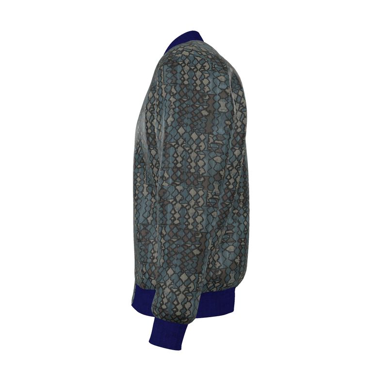 Green Mosaic Men's Reversible Silk Bomber Jacket | Solenriz - Rizzlly