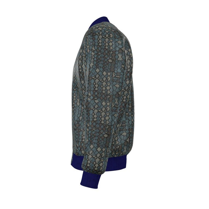 Green Mosaic Men's Reversible Silk Bomber Jacket | Solenriz - Rizzlly