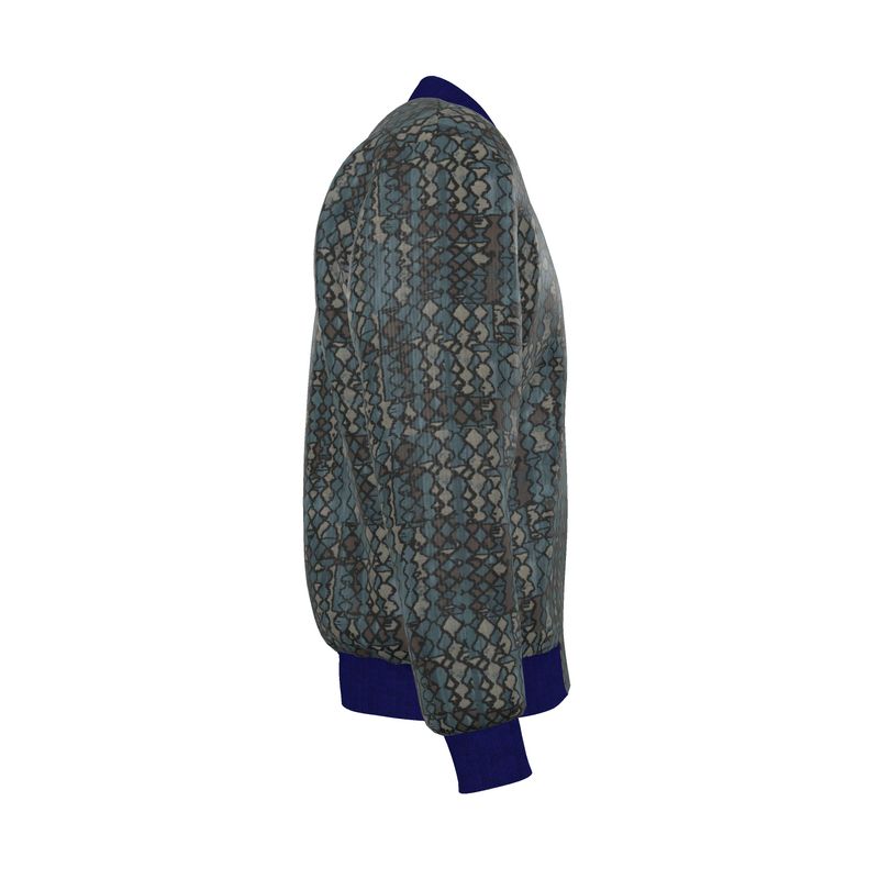 Green Mosaic Men's Reversible Silk Bomber Jacket | Solenriz - Rizzlly