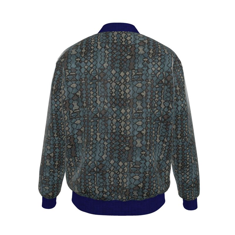 Green Mosaic Men's Reversible Silk Bomber Jacket | Solenriz - Rizzlly