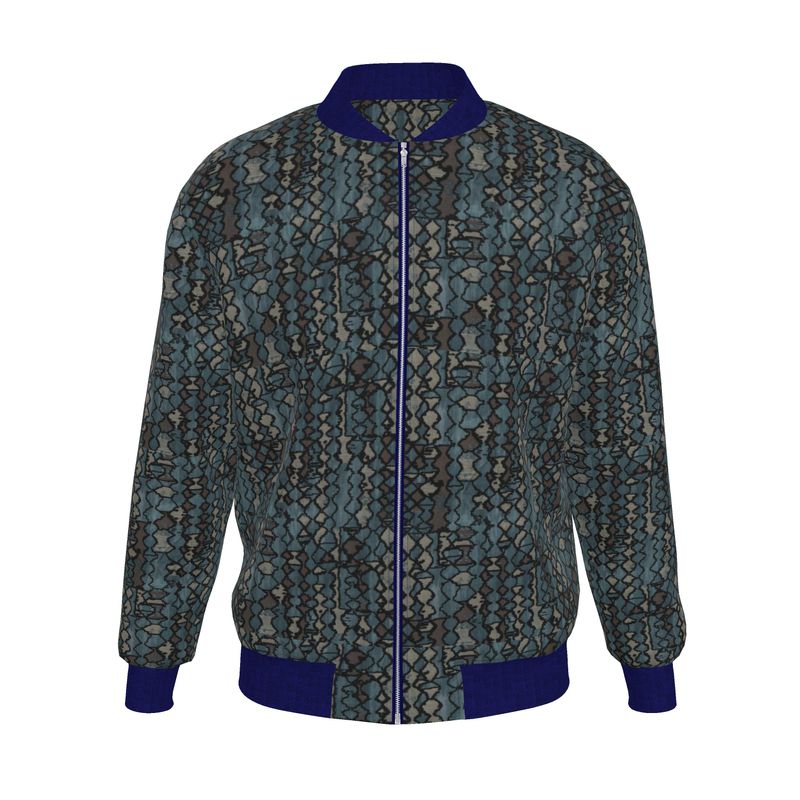 Green Mosaic Men's Reversible Silk Bomber Jacket | Solenriz - Rizzlly