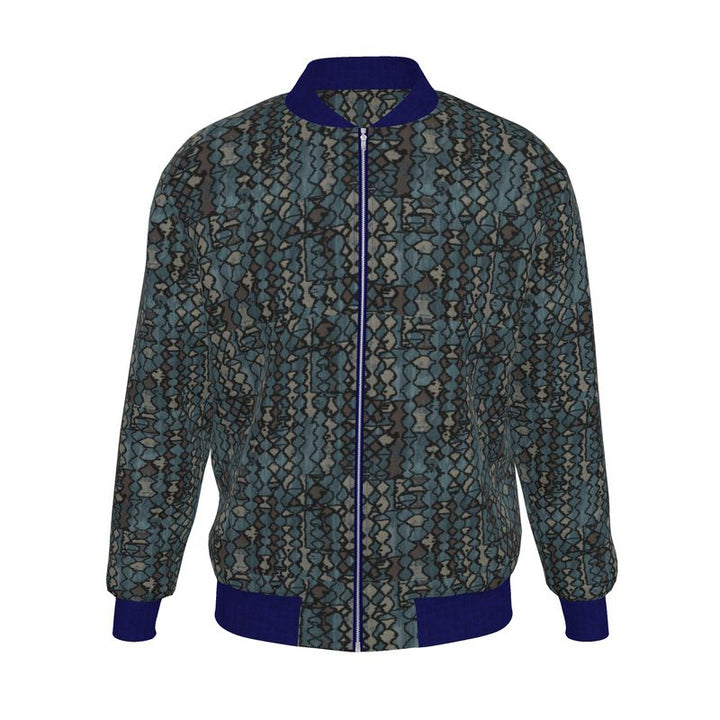 Green Mosaic Men's Reversible Silk Bomber Jacket | Solenriz - Rizzlly