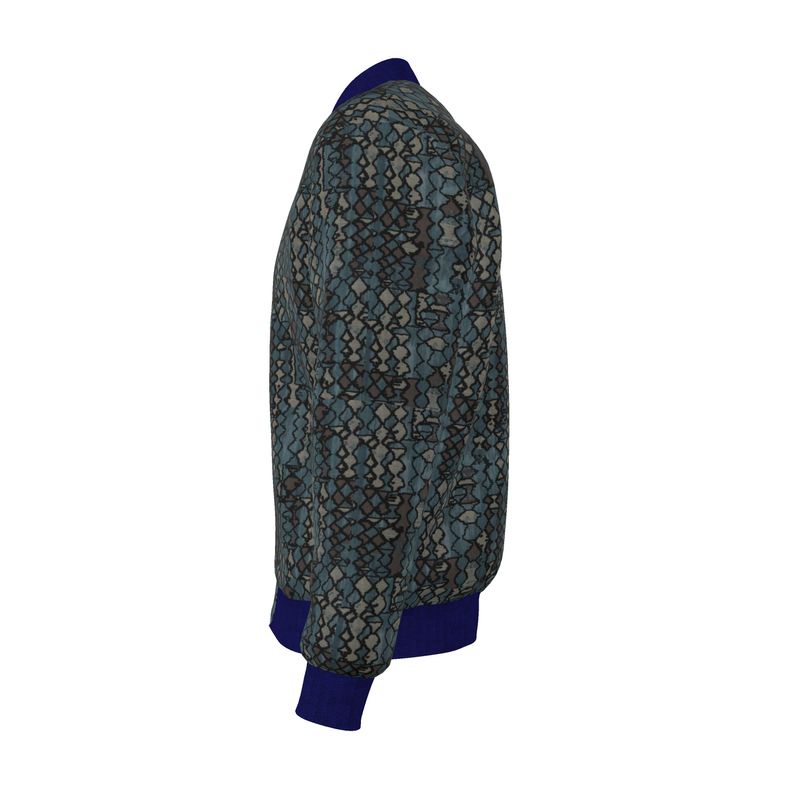 Green Mosaic Men's Reversible Silk Bomber Jacket | Solenriz - Rizzlly