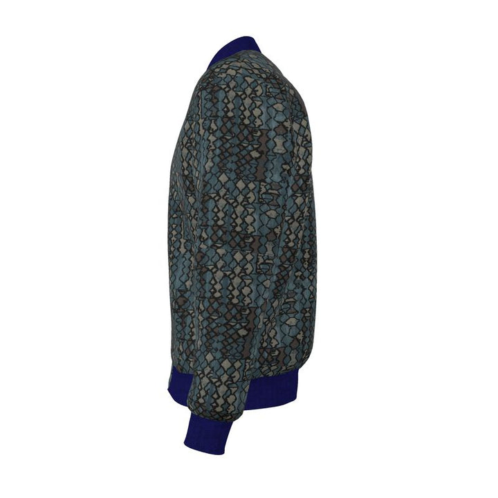 Green Mosaic Men's Reversible Silk Bomber Jacket | Solenriz - Rizzlly