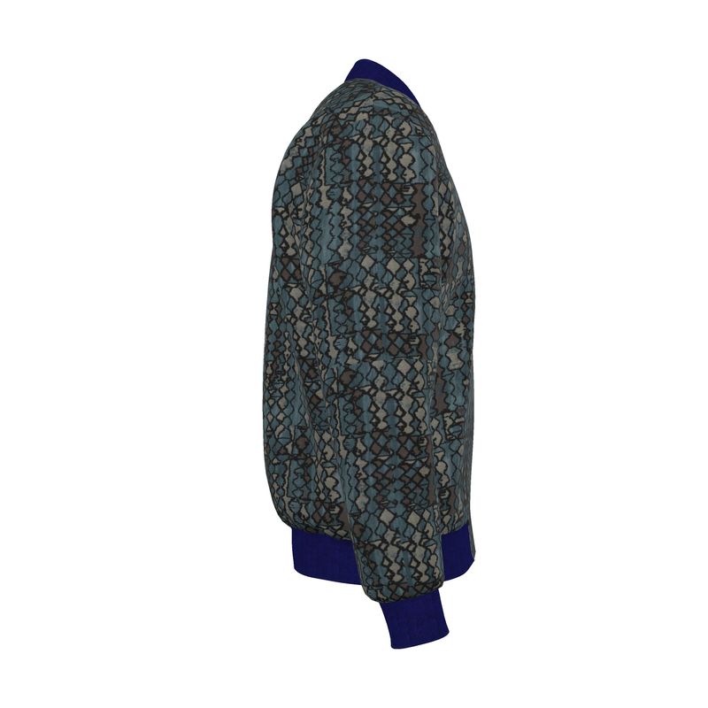Green Mosaic Men's Reversible Silk Bomber Jacket | Solenriz - Rizzlly