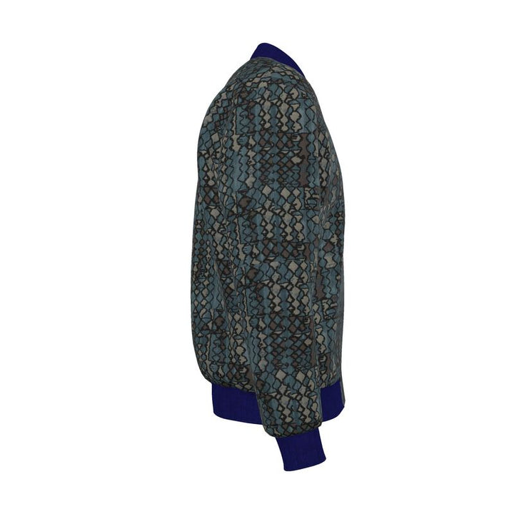 Green Mosaic Men's Reversible Silk Bomber Jacket | Solenriz - Rizzlly