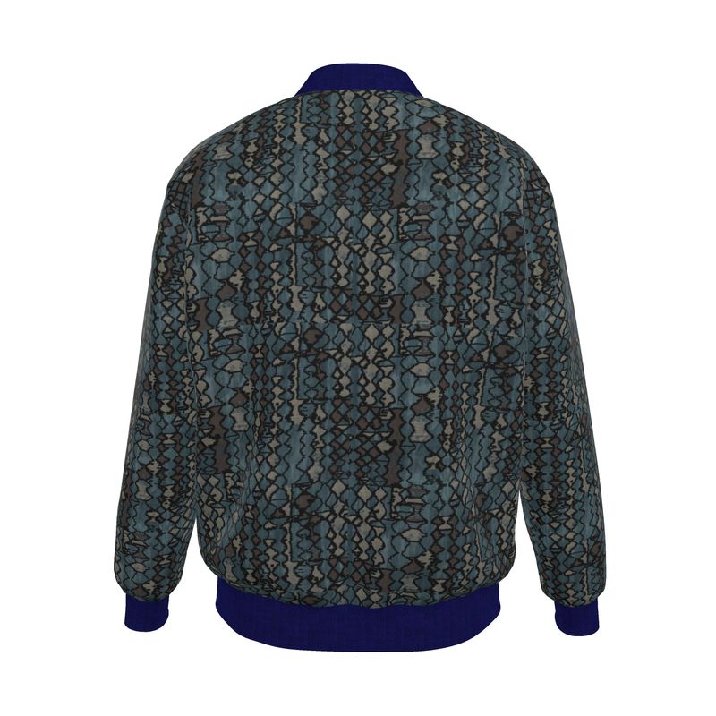 Green Mosaic Men's Reversible Silk Bomber Jacket | Solenriz - Rizzlly