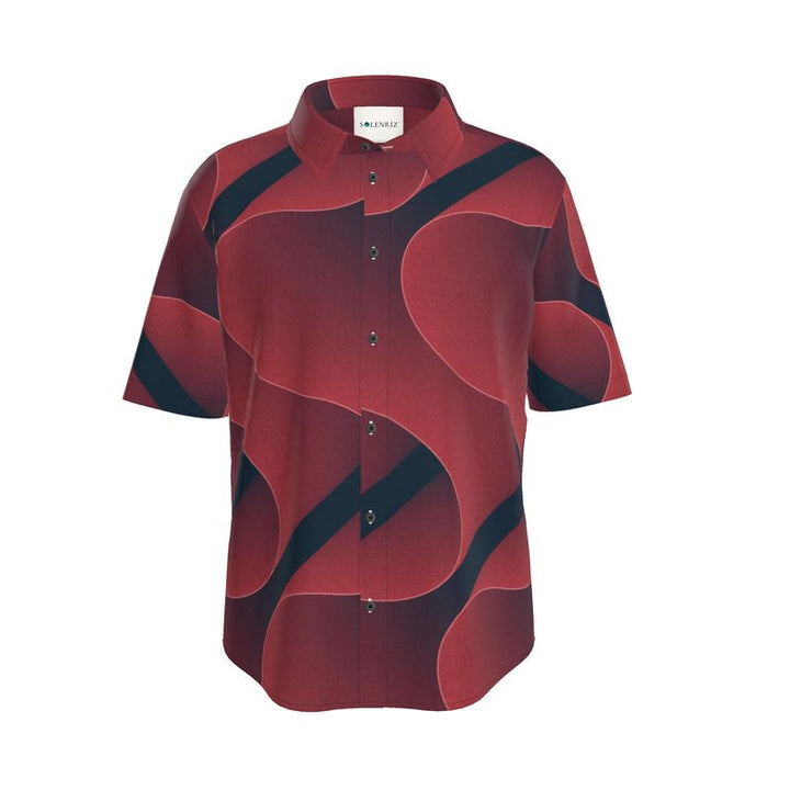 Men’s Burgundy & Navy Abstract Wave Short-Sleeve Shirt | Solenriz - Rizzlly