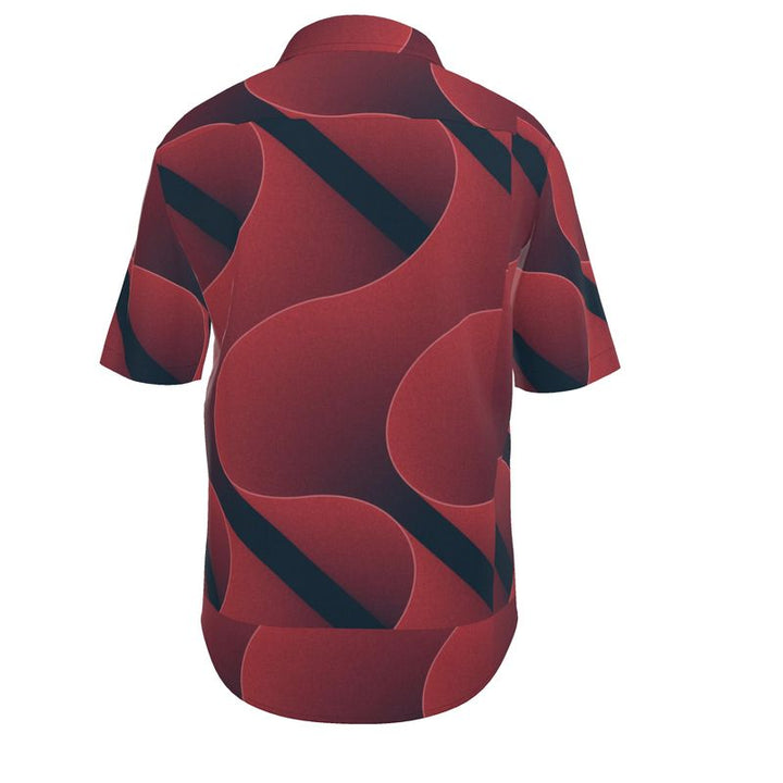 Men’s Burgundy & Navy Abstract Wave Short-Sleeve Shirt | Solenriz - Rizzlly
