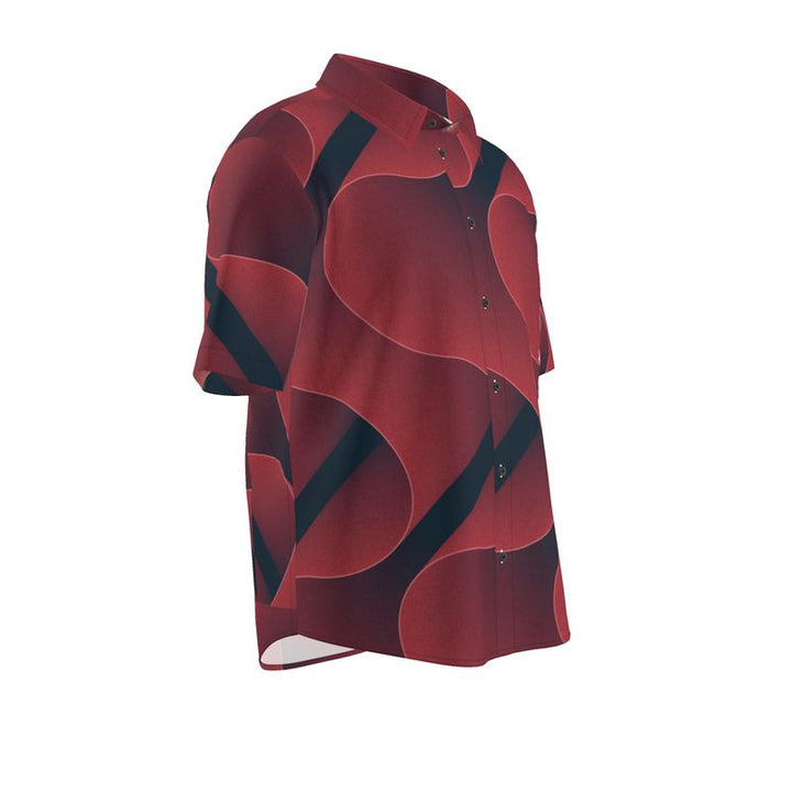 Men’s Burgundy & Navy Abstract Wave Short-Sleeve Shirt | Solenriz - Rizzlly