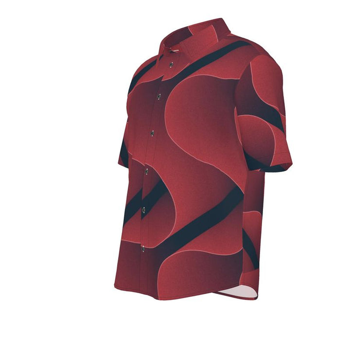 Men’s Burgundy & Navy Abstract Wave Short-Sleeve Shirt | Solenriz - Rizzlly